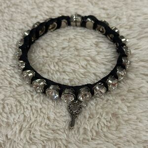 betsey johnson crystal studded cuff bracelet with key charm